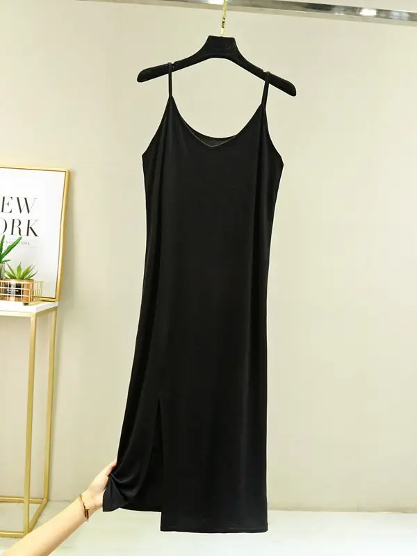 Women's Long Sleeve V-Neck Black Skirt Dress - Image 11