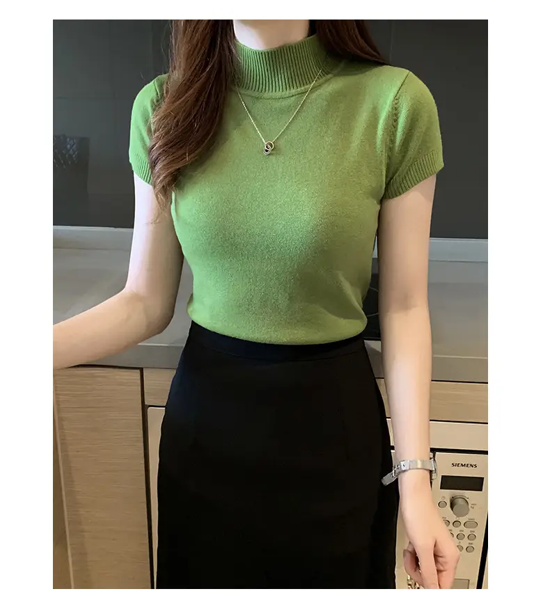 Green Half Turtleneck Knitwear Women 2025 Spring Summer — feature 10