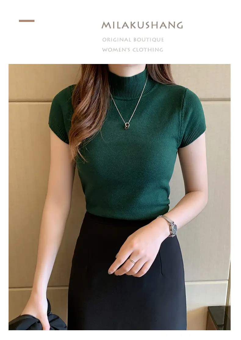 Green Half Turtleneck Knitwear Women 2025 Spring Summer — feature 14