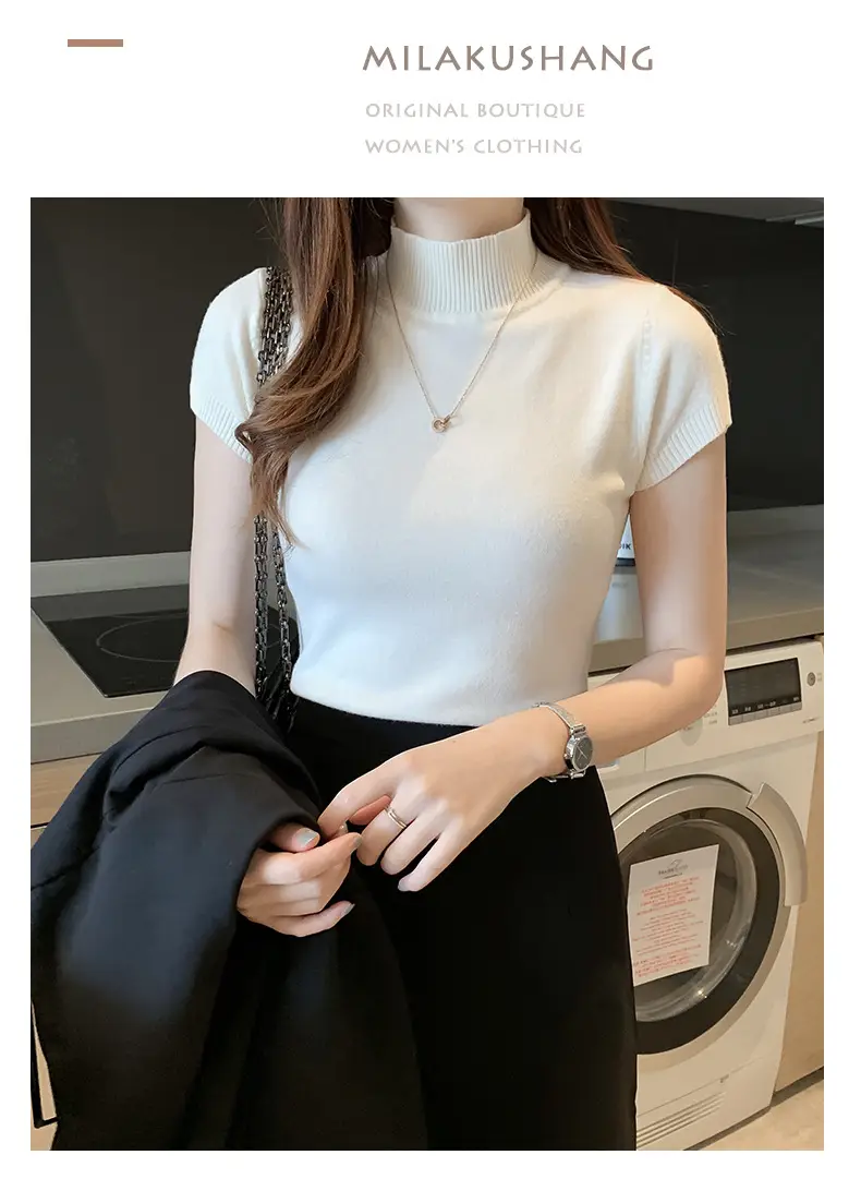 Green Half Turtleneck Knitwear Women 2025 Spring Summer — feature 35