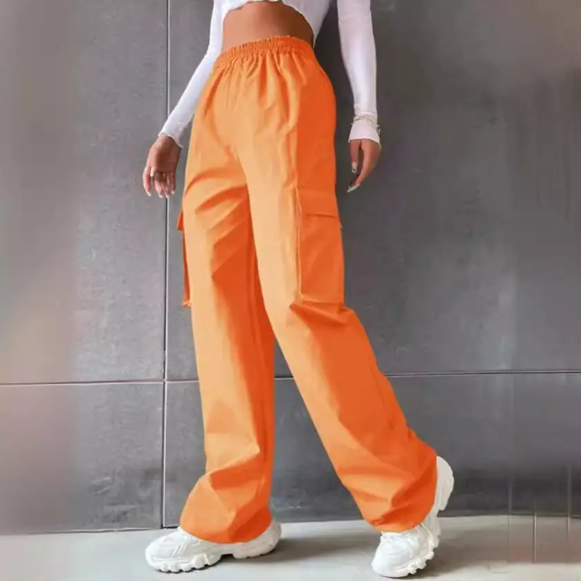 High Waist Wide Leg Pants for Women Beige Cargo Style - Image 18