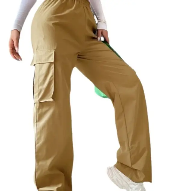 High Waist Wide Leg Pants for Women Beige Cargo Style - Image 19