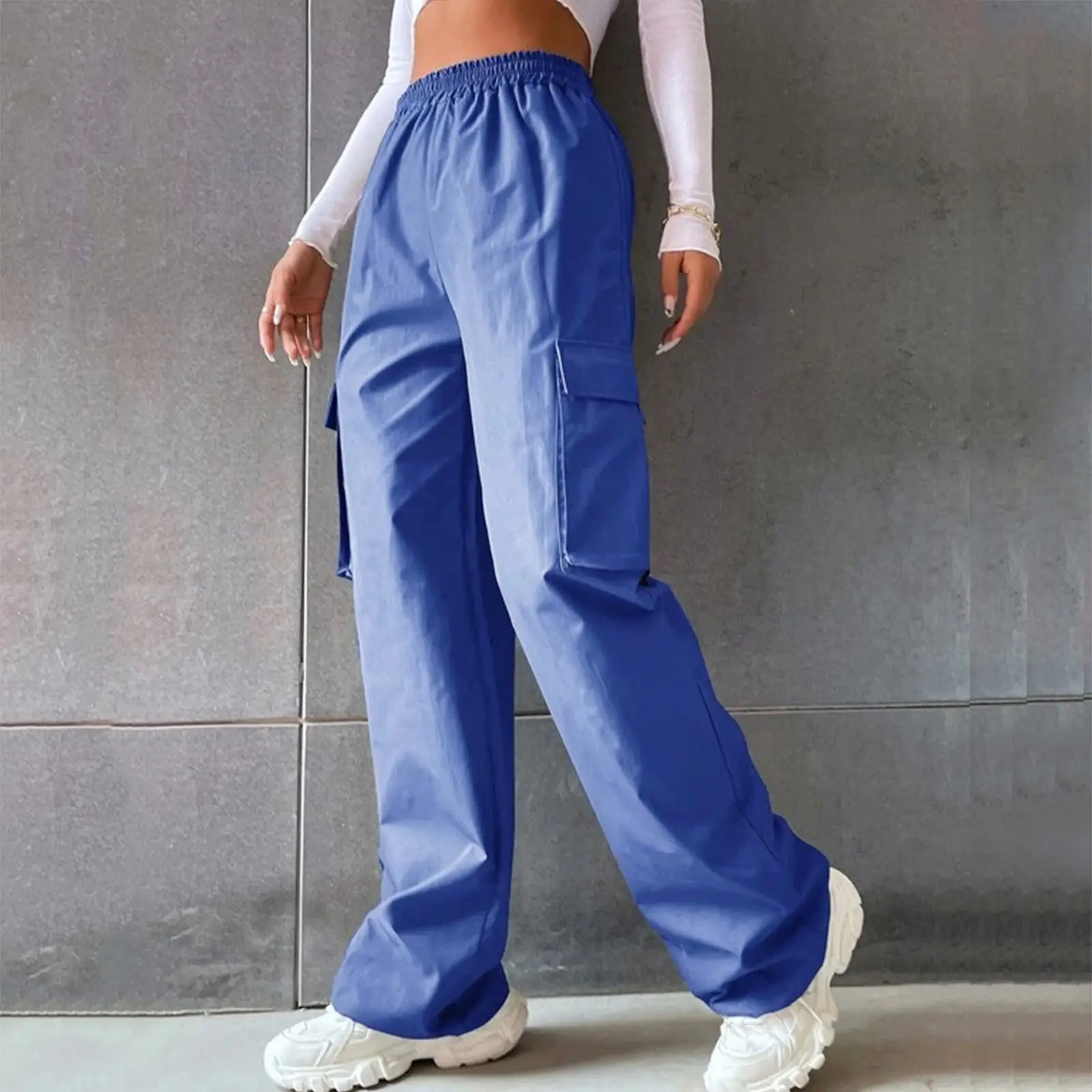 High Waist Wide Leg Pants for Women Beige Cargo Style — feature 20