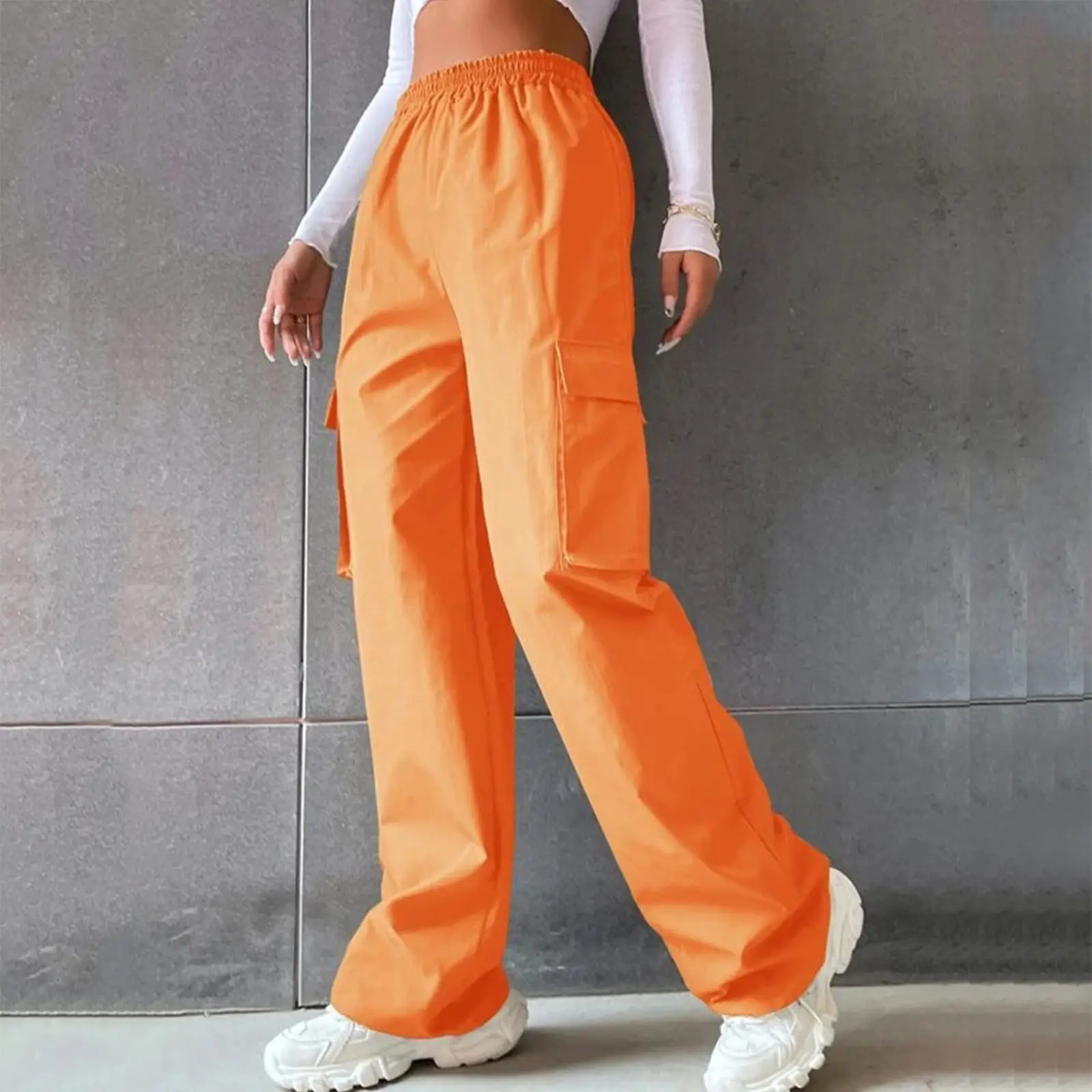 High Waist Wide Leg Pants for Women Beige Cargo Style — feature 25