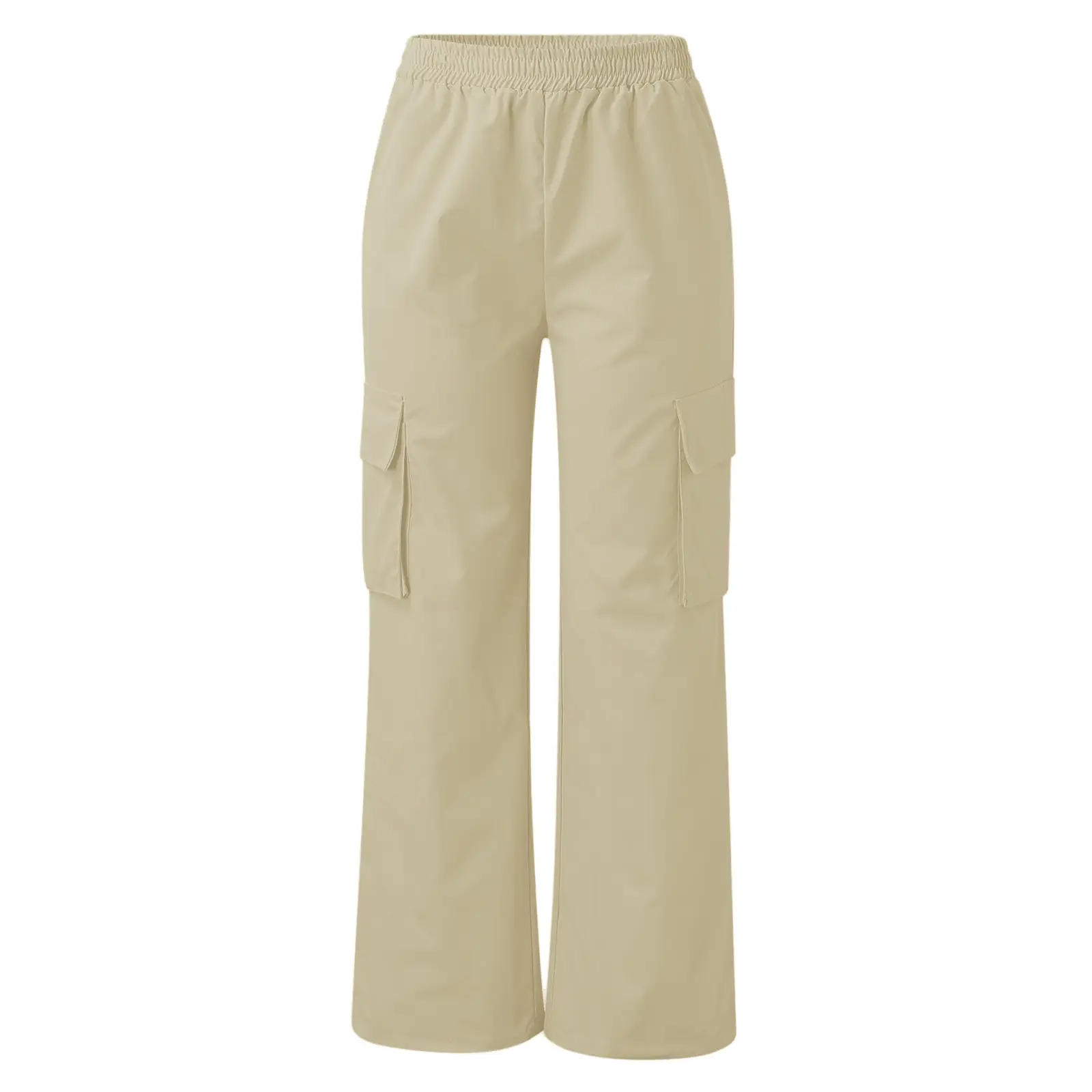 High Waist Wide Leg Pants for Women Beige Cargo Style — feature 47