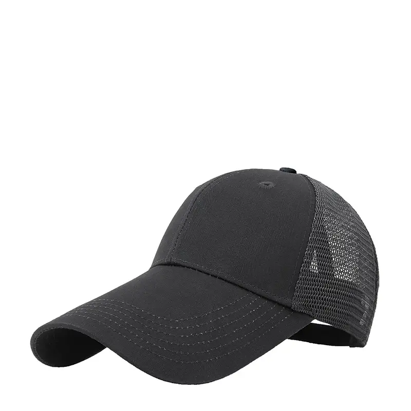 Men Blue Mesh Trucker Cap with Long Visor - Image 10