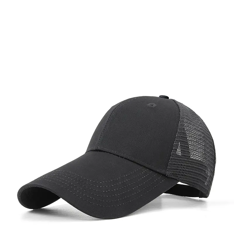 Men Blue Mesh Trucker Cap with Long Visor - Image 2