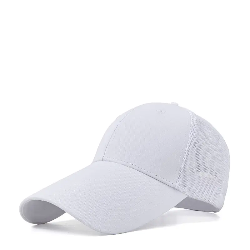 Men Blue Mesh Trucker Cap with Long Visor - Image 3