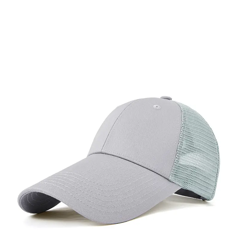 Men Blue Mesh Trucker Cap with Long Visor - Image 5