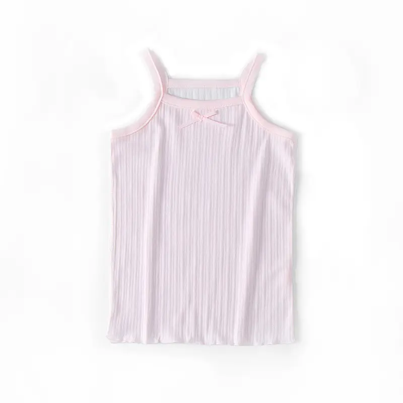 Children's Cotton Strap Top 2-Piece Set Pink White - Image 9