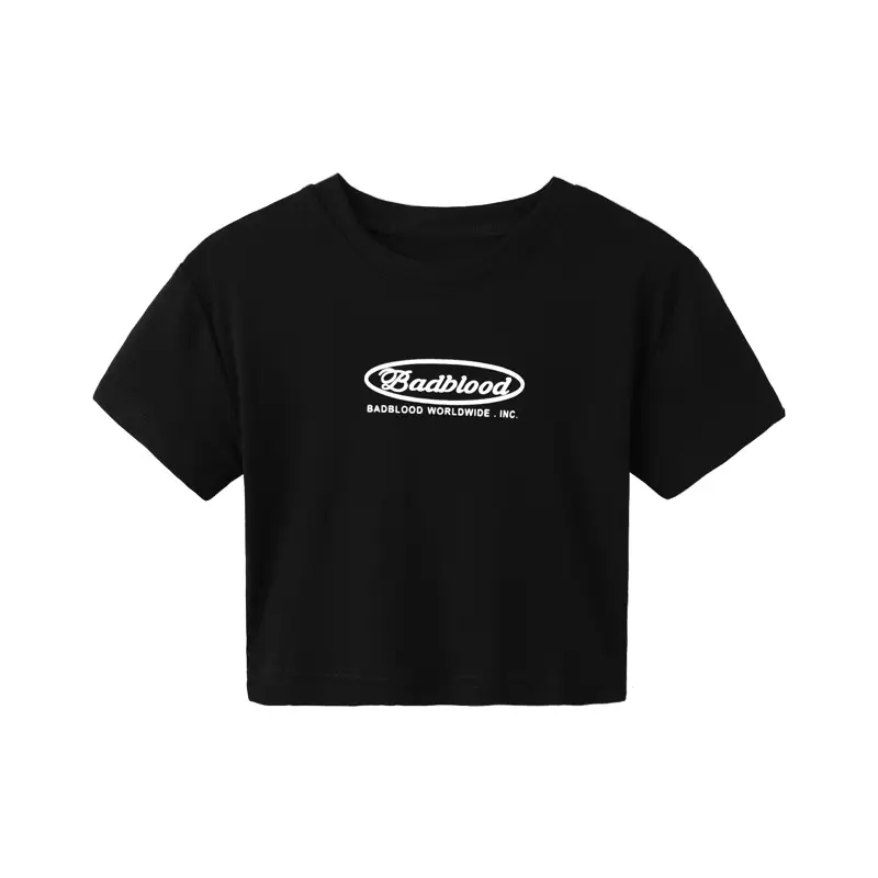 Women Black Letter Print Short T-Shirt Slim Fit 2025 - Image 7