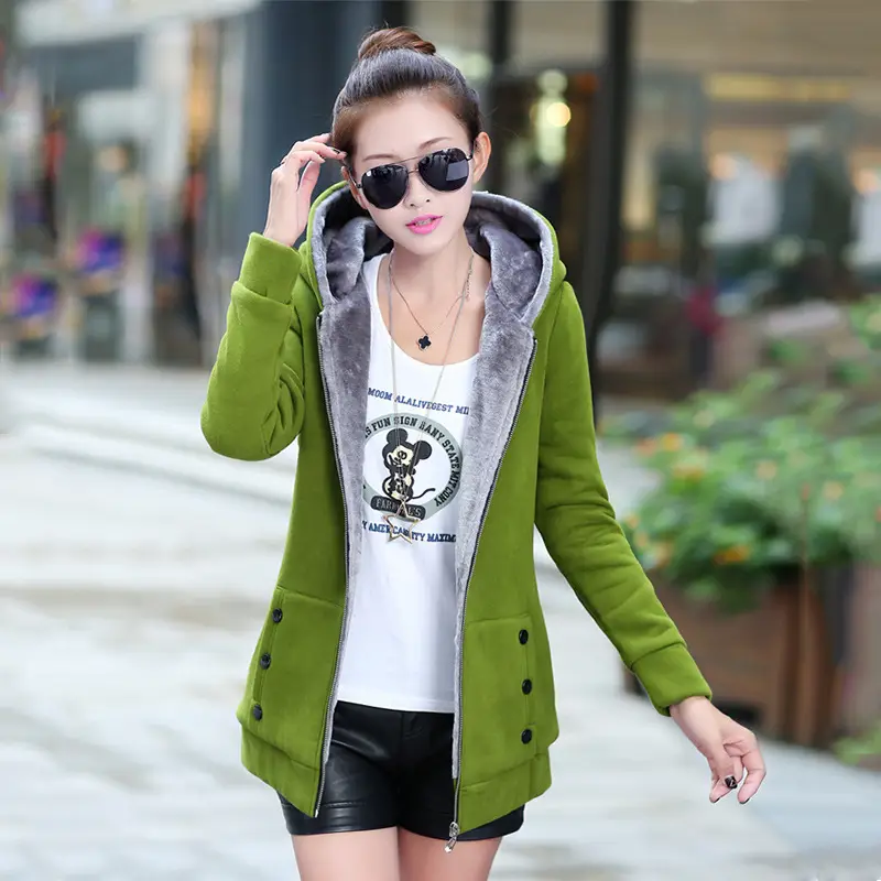 Women Korean Style Hooded Velvet Outfit Black - Image 6