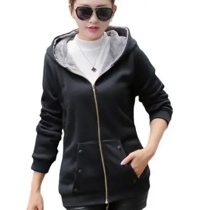 Women Korean Style Hooded Velvet Outfit Black - Image 10