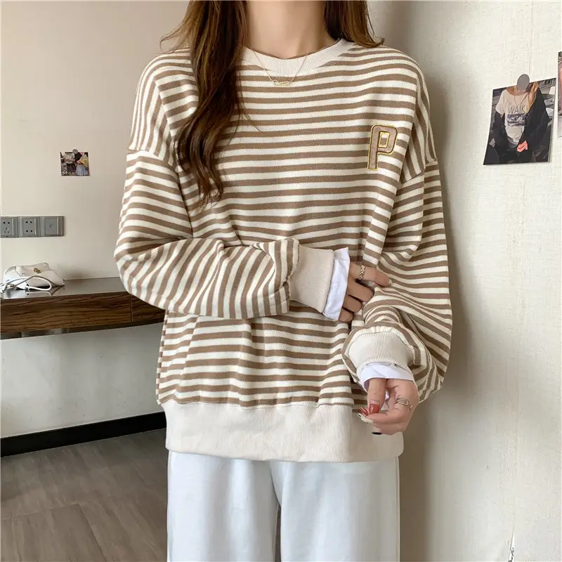 Women Striped Sweatshirt Spring Autumn Loose Fit - Image 5