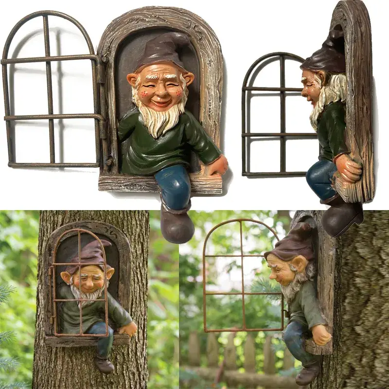 Resin Dwarf Garden Ornament with White Beard - Image 28