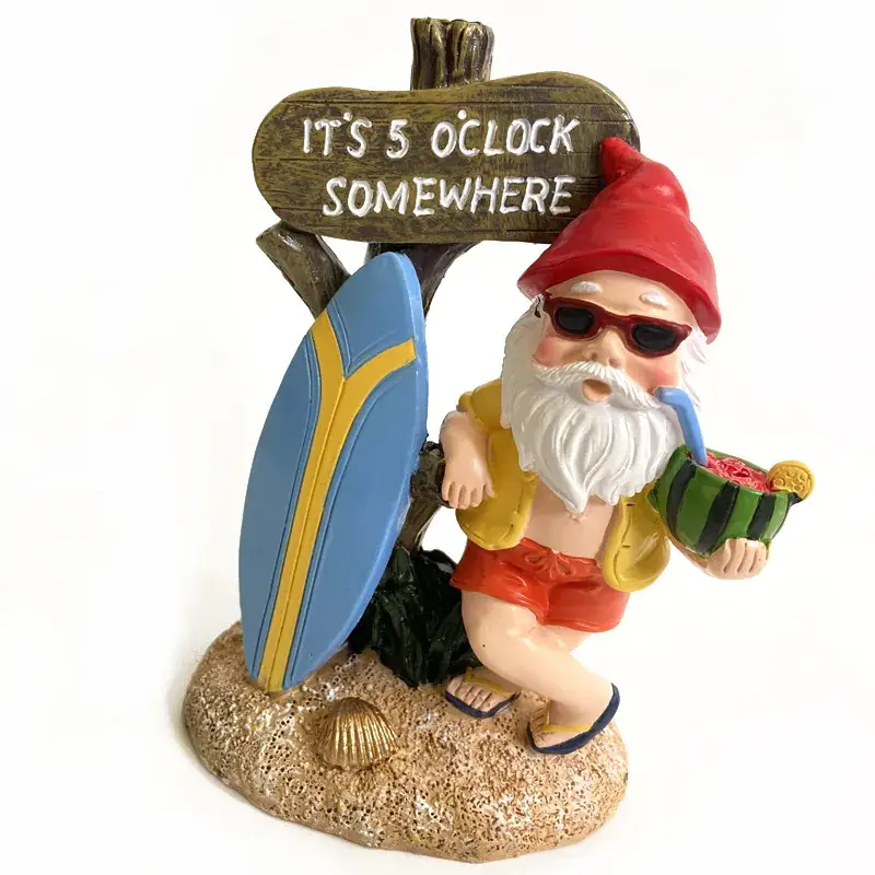 Resin Dwarf Garden Ornament with White Beard - Image 14