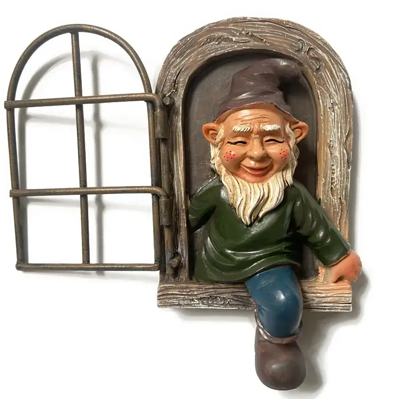 Resin Dwarf Garden Ornament with White Beard - Image 23