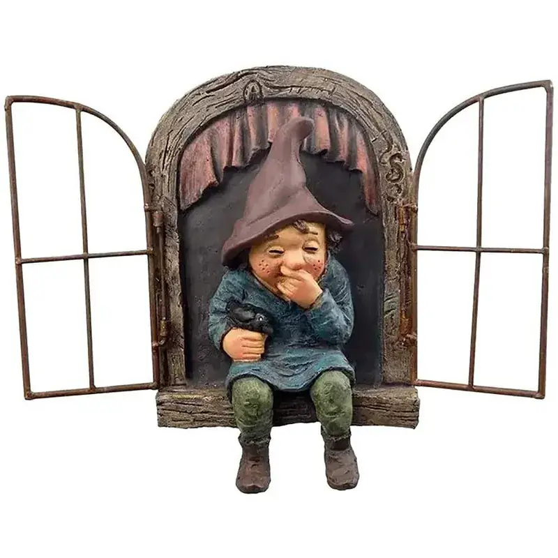 Resin Dwarf Garden Ornament with White Beard - Image 25
