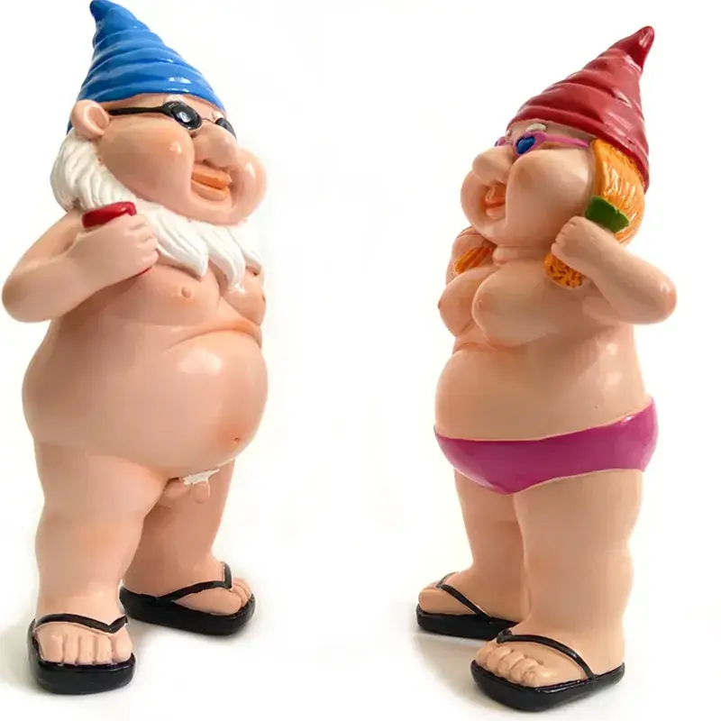 Resin Dwarf Garden Ornament with White Beard - Image 6