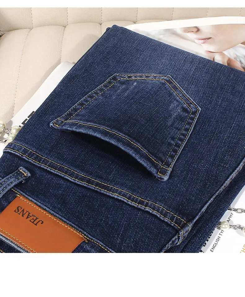 Dark Blue Thin Jeans Women 135 Short Sleeve — feature 10