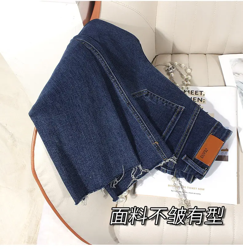 Dark Blue Thin Jeans Women 135 Short Sleeve — feature 5