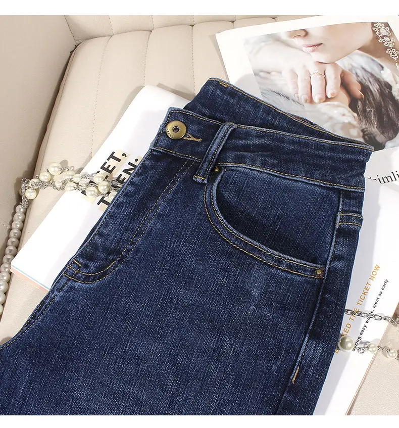 Dark Blue Thin Jeans Women 135 Short Sleeve — feature 8