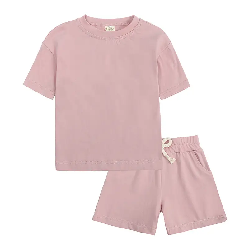 Pink 2-Piece Kids Shorts Set for Small Medium - Image 2
