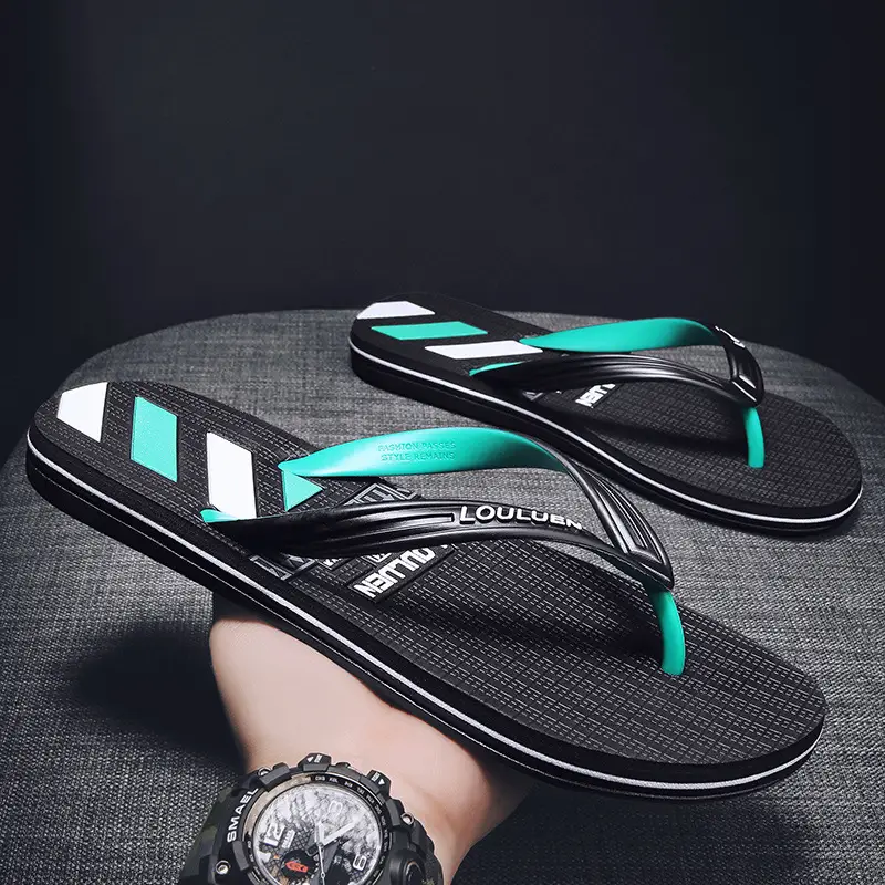 Men's Green Black Casual Flip Flops Non-Slip Outdoor Sandals