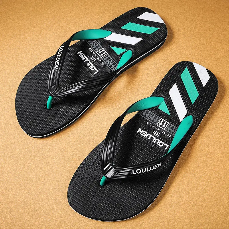 Men's Green Black Casual Flip Flops Non-Slip Outdoor Sandals