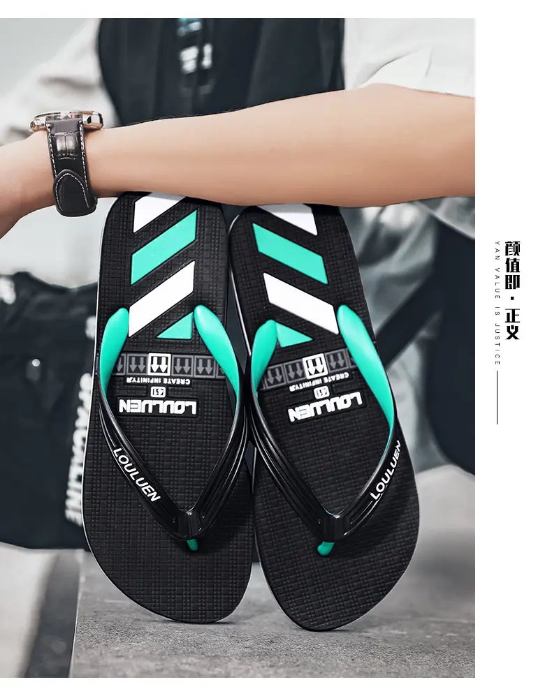 Men's Green Black Casual Flip Flops Non-Slip Outdoor Sandals — feature 13