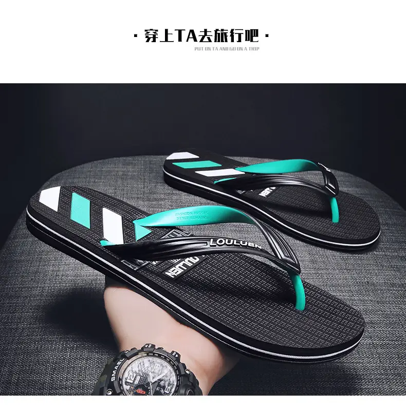 Men's Green Black Casual Flip Flops Non-Slip Outdoor Sandals — feature 18