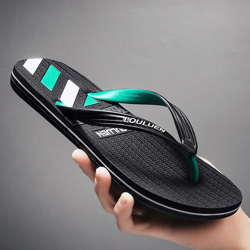 Men's Green Black Casual Flip Flops Non-Slip Outdoor Sandals
