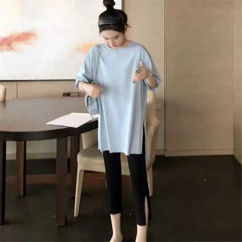 Women Casual T-Shirt Suit 2025 Summer White Tall Short Sleeve - Image 5