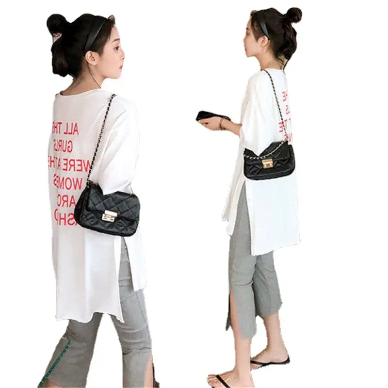 Women Casual T-Shirt Suit 2025 Summer White Tall Short Sleeve - Image 6