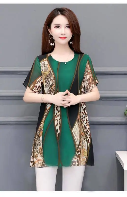 Women Digital Printed T-Shirt Red Leopard Print Mid Length — feature 10