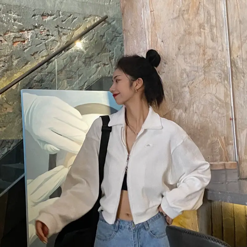 Women K-Style Long Sleeve Jacket White 2022 - Image 6