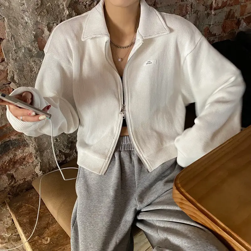 Women K-Style Long Sleeve Jacket White 2022 — feature 12