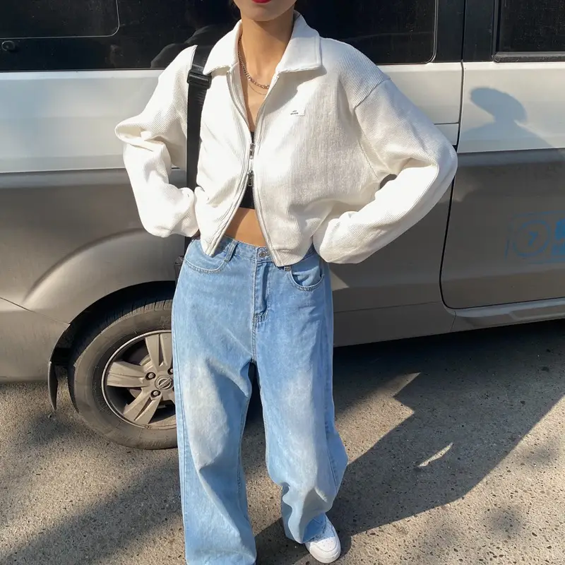 Women K-Style Long Sleeve Jacket White 2022 — feature 22