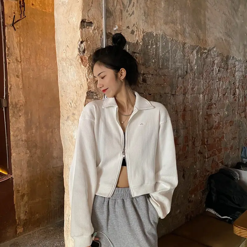 Women K-Style Long Sleeve Jacket White 2022 — feature 5