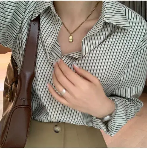 Women Striped Long Sleeve Lazy Casual Shirt - Image 2