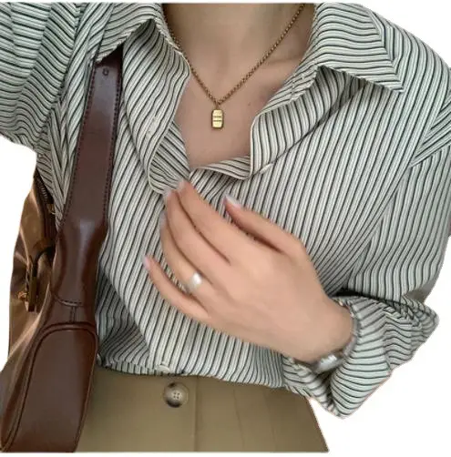 Women Striped Long Sleeve Lazy Casual Shirt - Image 5
