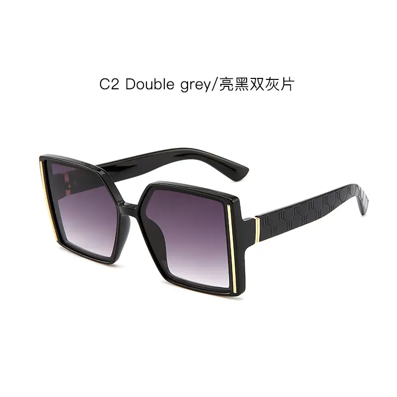 2022 Green Square Metal Sunglasses for Women