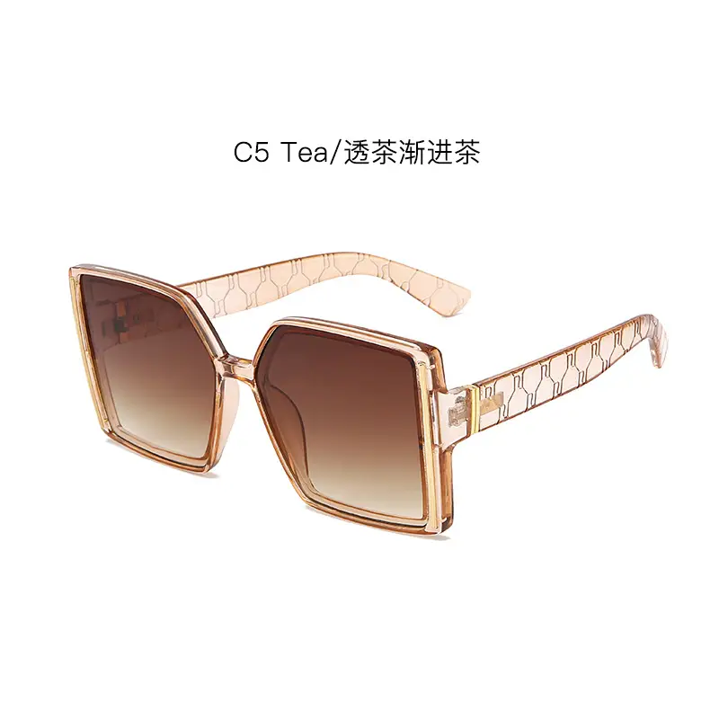 2022 Green Square Metal Sunglasses for Women