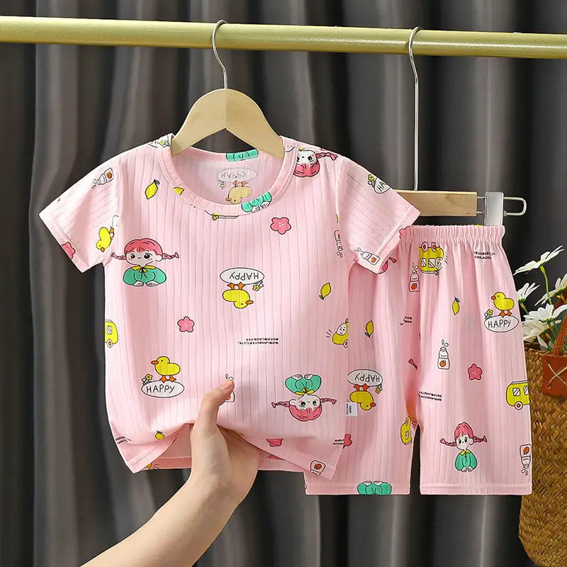 2023 Kids Pink Cartoon Shorts Suit Baby Summer - Image 12