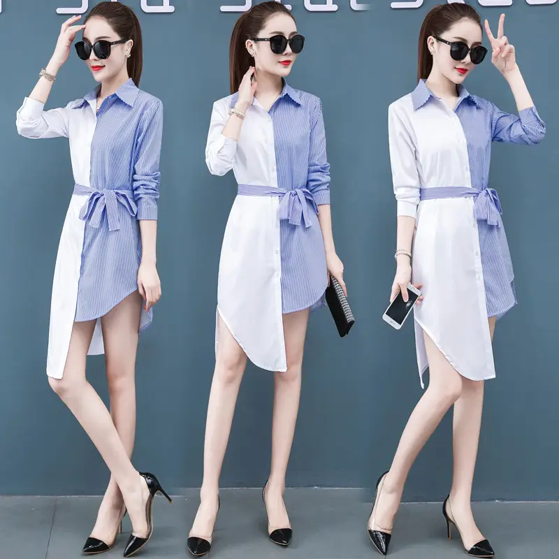Women Striped Shirt 2022 Red White Large Size - Image 6