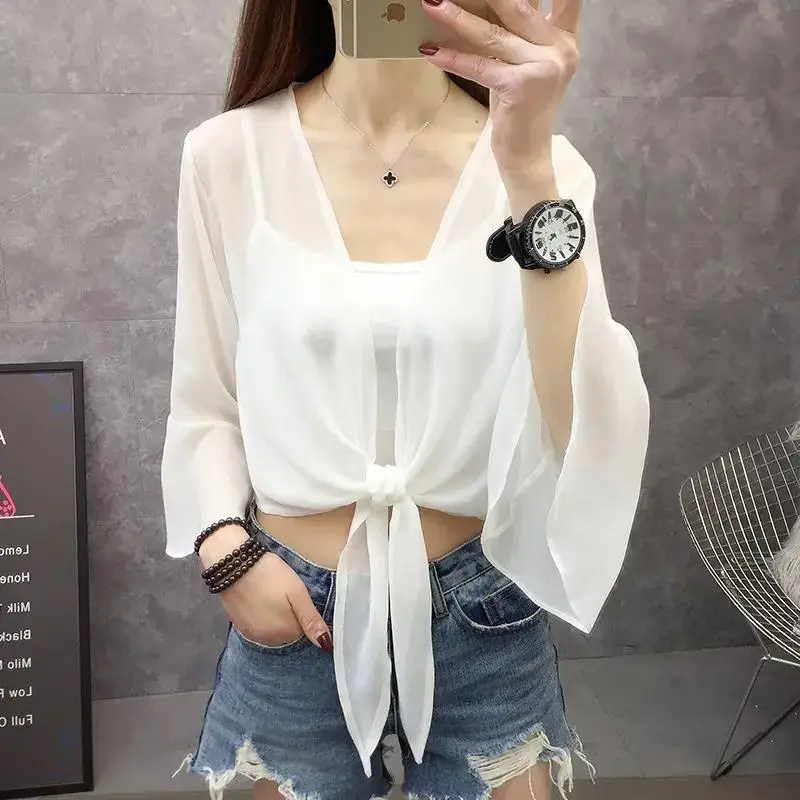 Women Chiffon Shawl Black Short Thin Sun Protection 2025 - Image 3