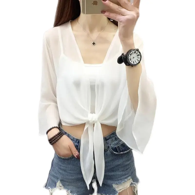 Women Chiffon Shawl Black Short Thin Sun Protection 2025 - Image 4