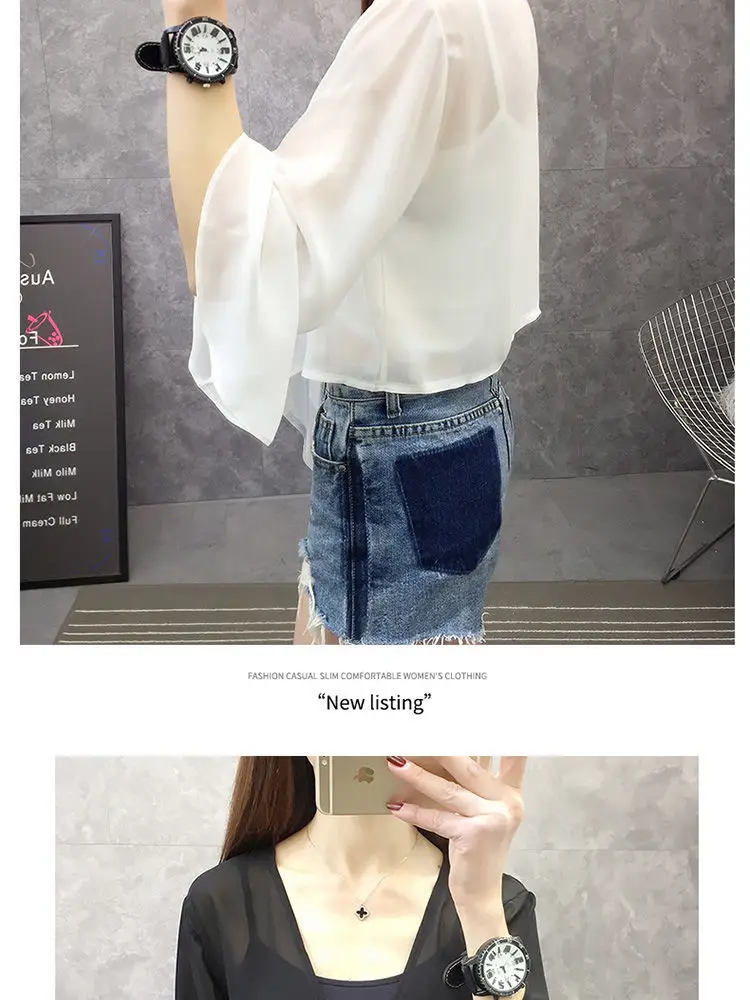 Women Chiffon Shawl Black Short Thin Sun Protection 2025 — feature 10