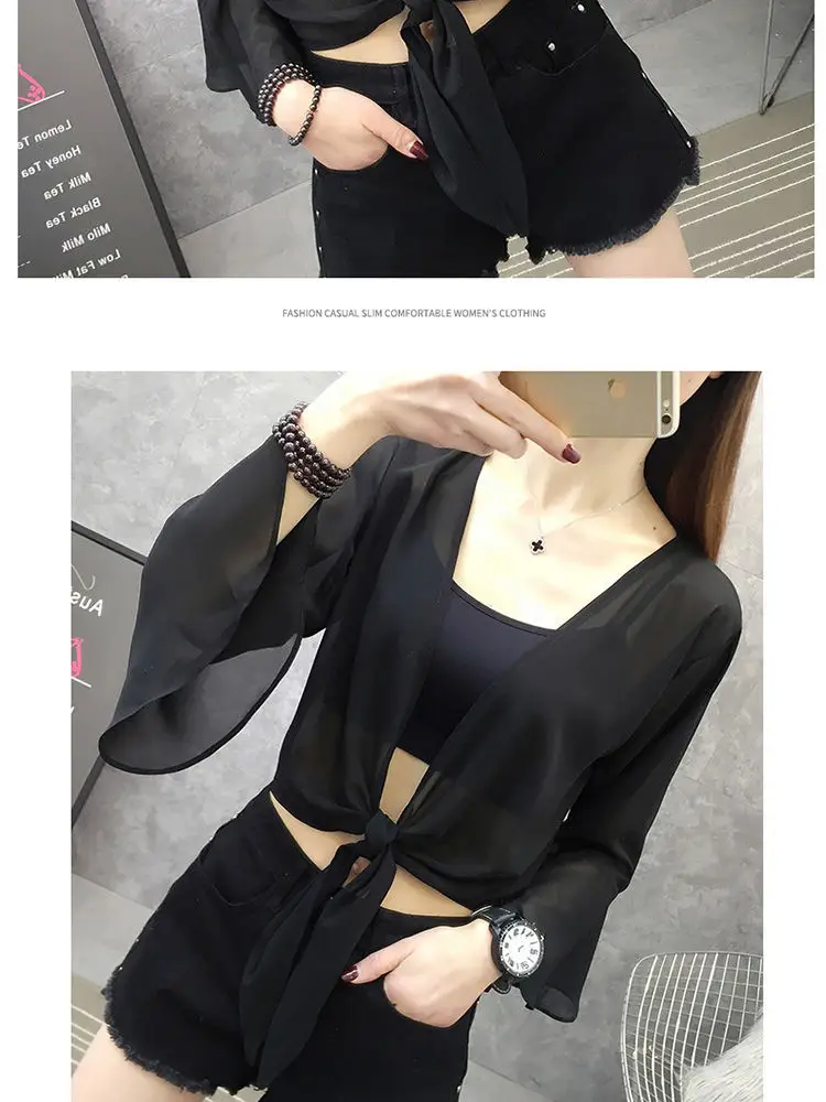Women Chiffon Shawl Black Short Thin Sun Protection 2025 — feature 11