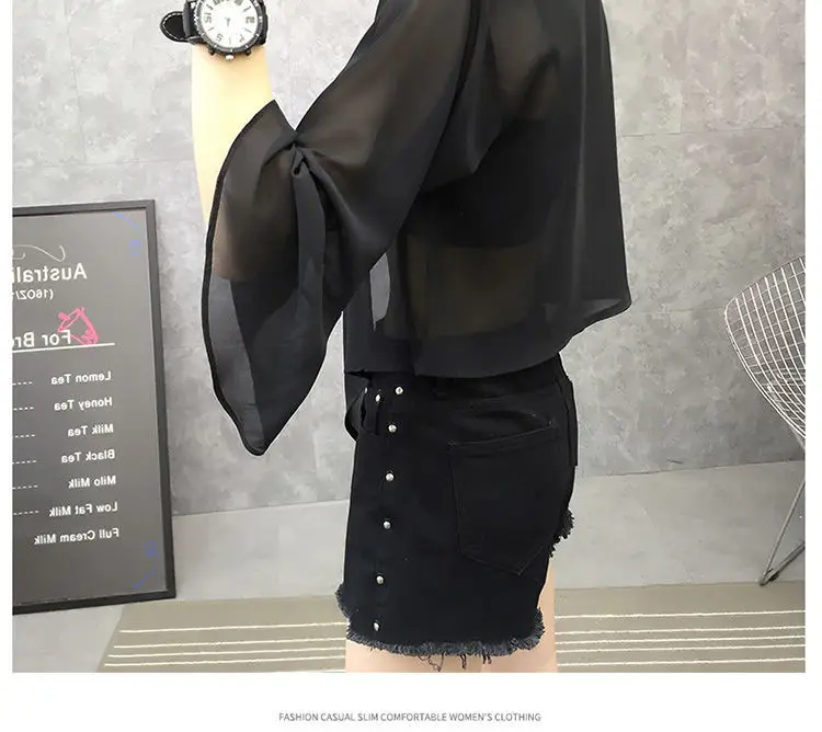 Women Chiffon Shawl Black Short Thin Sun Protection 2025 — feature 14